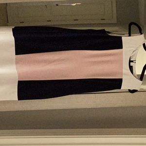 Ivanka Trump sleeveless dress, SZ 12, navy blue, blush pink block.  GUC.
